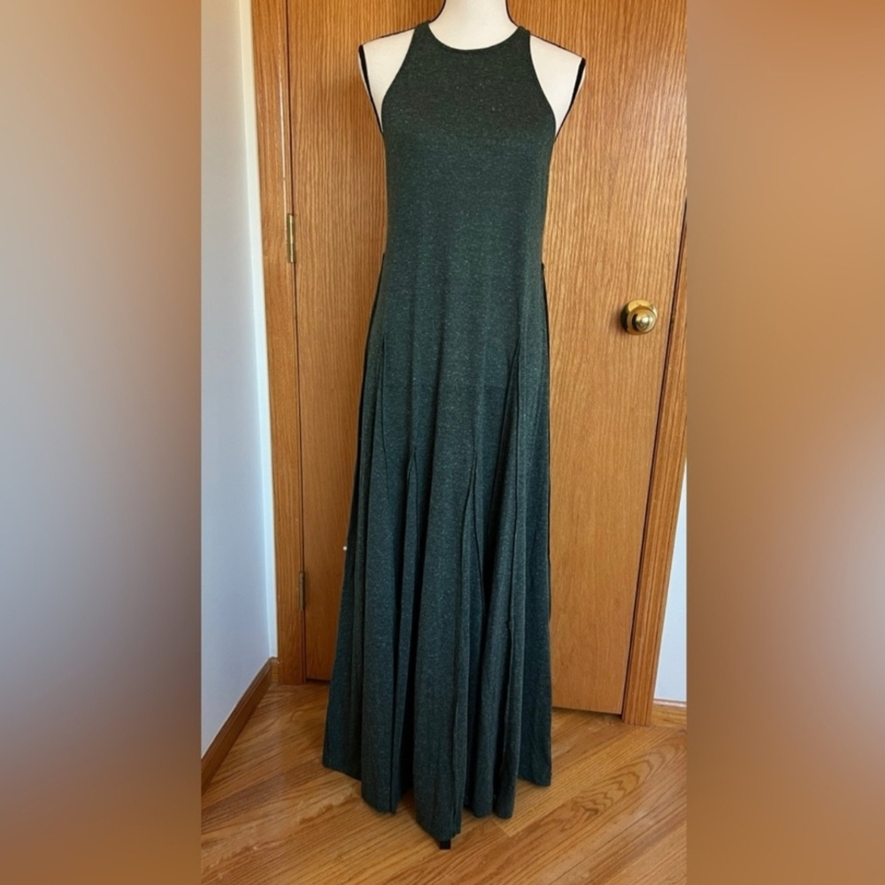 Free People Green Pleated Racerback Maxi Dress